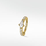 Lark & Berry Modernist Kite Diamond Hoop in 14k yellow gold with pavé diamonds on the band.