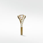 Side profile of the Torreya Diamond Engagement Ring in yellow gold, showing the pavé diamond twisted band.